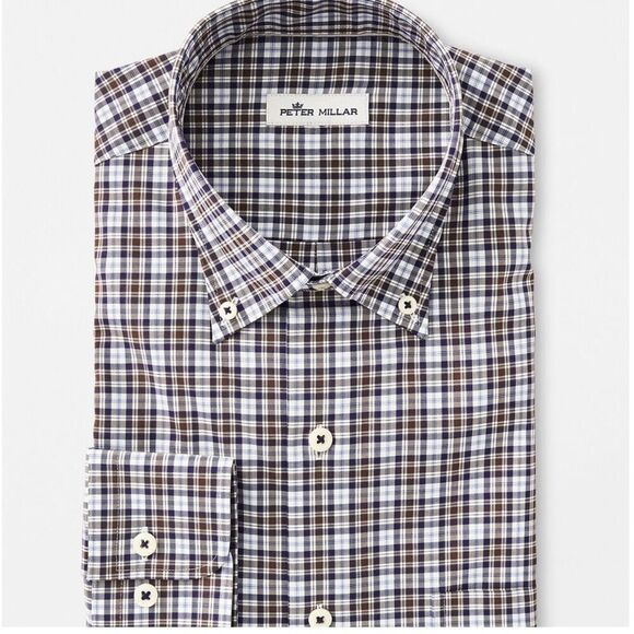 Peter Millar Mens Medium Crown Ease Worth Tartan Sport Shirt - Picture 10 of 10